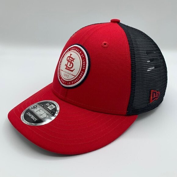 St Louis Cardinals Navy Blue Red New Era Low Profile Snapback Trucker Hat New - Picture 1 of 6